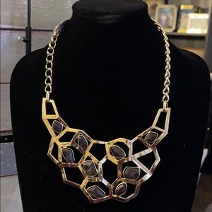 Natasha black and gold statement necklace